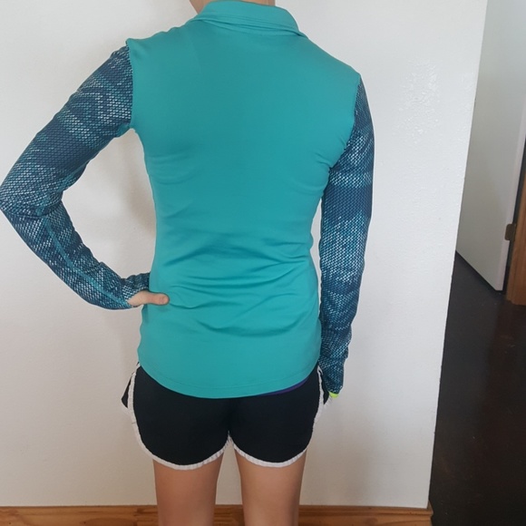 Nike Women's Pro Dri-Fit Teal Half Zip Top - Picture 2 of 4